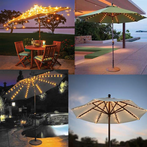 Patio Umbrella Lights, 104 LED String Lights with Remote Control, 8 Lighting Modes, Battery Operated Waterproof Outdoor