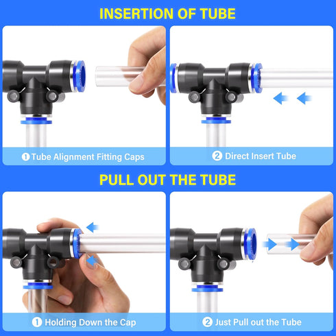 TAILONZ Pneumatic 1/2 Inch OD Push to Connect Fittings Kit, 5 Splitters + 5 Elbows + 5 Tee + 5 Straight (20 Pcs)