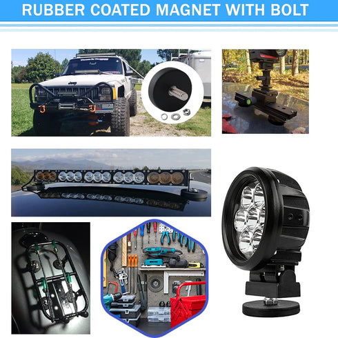 65lbs M8 Rubber Coated Super Strong Rare Earth Magnets,Anti-Scratch Strong Mounting Magnets,Magnet Base with Male