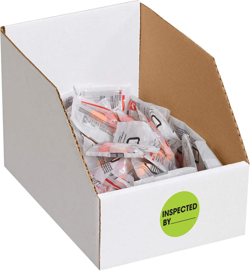 Tape Logic 1' Circle Label, 'Inspected by', Fluorescent Green, Roll of 500 Stickers