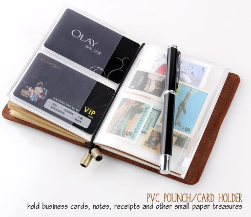 Refillable Handmade Leather Travelers Notebook - Small Size 5.2" x 4" Inches, Coffee