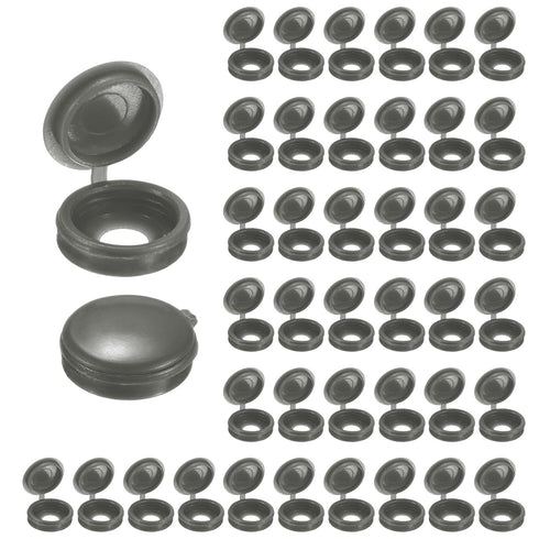M METERXITY 200-Pack 5mm M3 M4 M5 Plastic Hinged Screw Cover Caps, Shutter Screws with Caps, Fold Snap Washer Covers