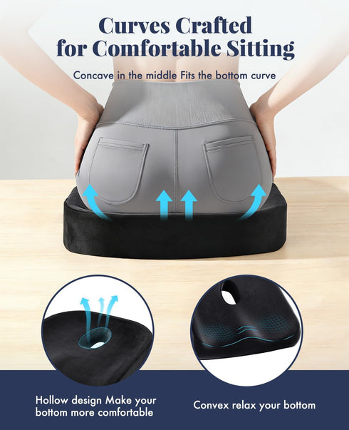 Memory Foam Donut Pillow for Coccyx Sitting Comfort,Large Supportive Seat Cushion with Center Cut-Out Design