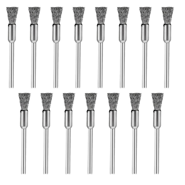 Bremorou 15 Pcs Wire Brush Straight Extended Steel Cleaning Brush for Drill Fine