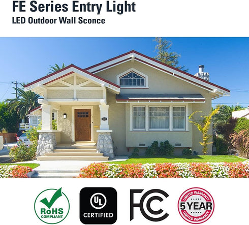 1-Light HALO FE Bronze LED Outdoor Lantern Sconce with Dusk to Dawn