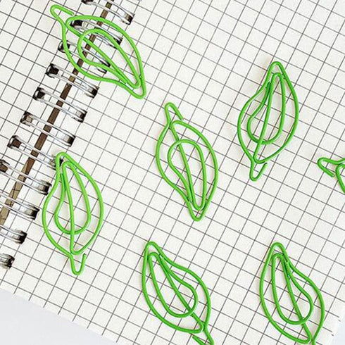 TEHAUX 30pcs Mini Paper Clips, Leaf Paper Clip, Small Stationery Clips, Office Paperclips, Bookmark Clip
