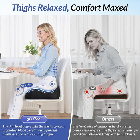 Tailbone ZIKEE Pioneering Gel Seat Cushion for Sitting Without Stuffiness, Ergonomic Memory Foam Office Chair Cushion