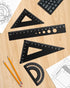Set, 4 Honagu Triangular Ruler Pieces Aluminum Alloy Ruler, Metal Drafting Ruler, Geometric Protractor for Students