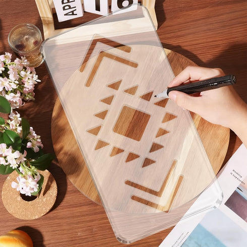 7.87x 11.81 inch Aztec Pattern Router Template Acrylic Router Template for Woodworking Drawing Inlay Templates for Wood