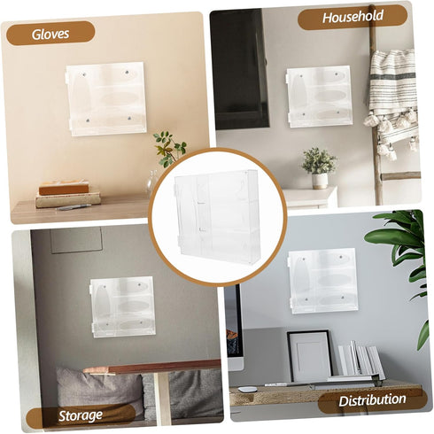 1Set Holibanna Wall Mount Mask Holder Glove Organizer Portable Compartment Dispenser for Lab Use Durable Storage