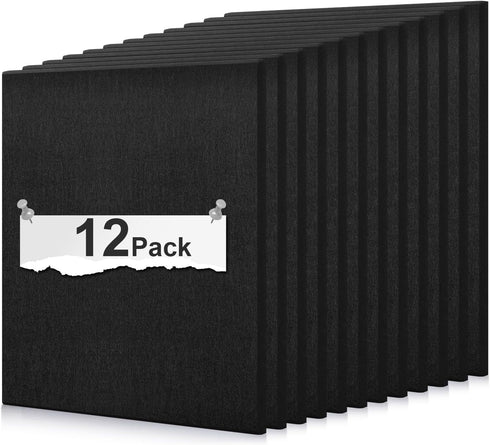 Extra Large 48"x36" Cork Board Substitute, 12 Pack Black Felt Board for Home & Office Wall Decor