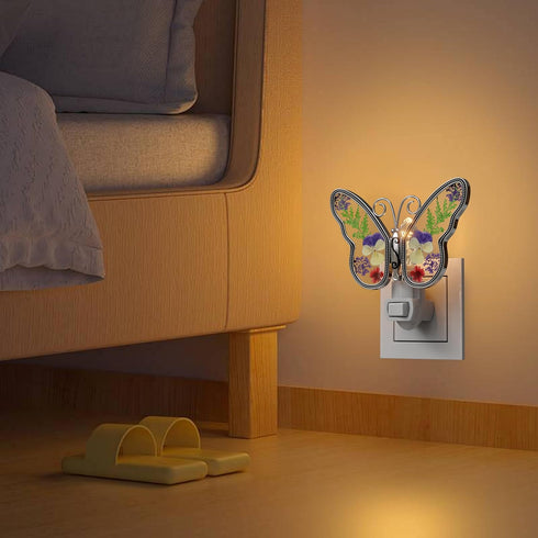 1-Pack 7W 3000K KY&BOSAM Butterfly Night Lights Plug into Wall Plug in Night Light Dusk to Dawn Warm White Bright Real