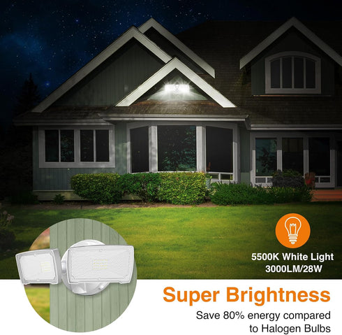 28W 3000LM 2 5500K IP65 LEPOWER LED Security Flood Light Outdoor, Switch Controlled Aluminum Security Light, Adjustable