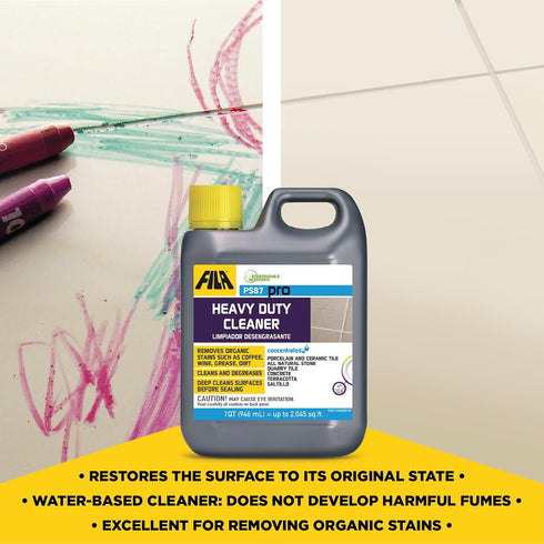 PS87 1 FILA Heavy Duty Cleaner PRO, Stain Remover Grease, Coffee, Wine, Wax, Ink, Hard Surface Floor Cleaner, ideal