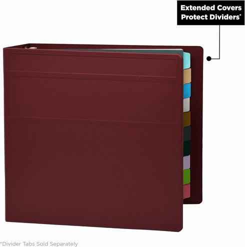Carstens 4-Inch Heavy Duty 3-Ring Binder, Side Opening, Wine, Holds 600 US Letter Sheets, Made in USA