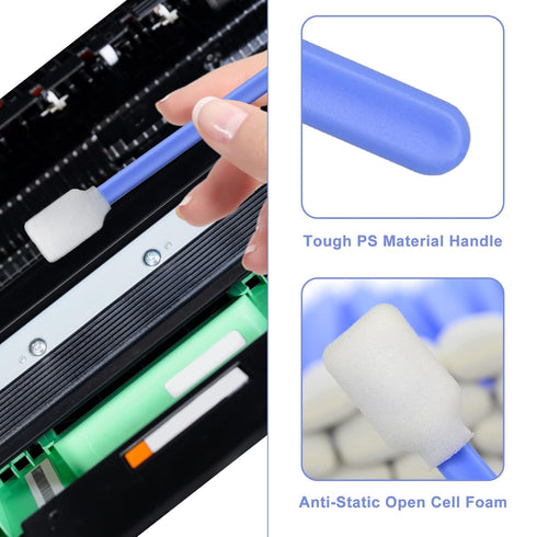 200pcs 5.11" Square Rectangle Foam Cleaning Swab Sticks for Inkjet Printer, Roland Optical Equipment, Blue