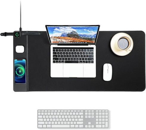 VOVIPO 3 in 1 Wireless Charging Mouse Pad, Gaming Mousepad with Wireless Charger