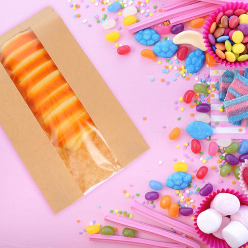 30 Pack 23x12x5 Cm, Packaging Zerodeko Kraft Paper Bread Bags with Window, Mini Loaf Pouches Eco-friendly Bakery Bags