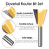 KOWOOD Dovetail Router Bit Set 6 Sizes with 1/4 Inch Shank ,Cutting Dia in 1/4" 3/8" 1/2" 5/8" 3/4" 7/8" Wood Milling Cutter Tool for Making Boxes Drawers Chests,Great for Craftsman Woodworking