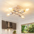 4-Light E26 Industrial Semi Flush Mount Ceiling Light Fixture, Modern White Gold Chandelier Lighting, Farmhouse Sputnik