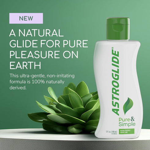 (5oz), 100% Astroglide Pure & Simple Personal Lubricant Naturally Derived Water-Based Sex Lube, Ultra Gentle Formula