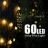 60 40ft 8 Solar String Lights, Small Crystal Ball Outdoor String Light LED Lighting Modes Waterproof Solar Powered
