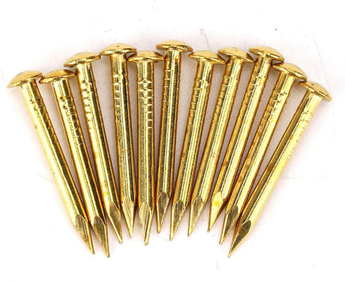 HEEPDD 100Pcs Brass Escutcheon Tacks - Round Head Hardware Nail Assortment Kit for Furniture