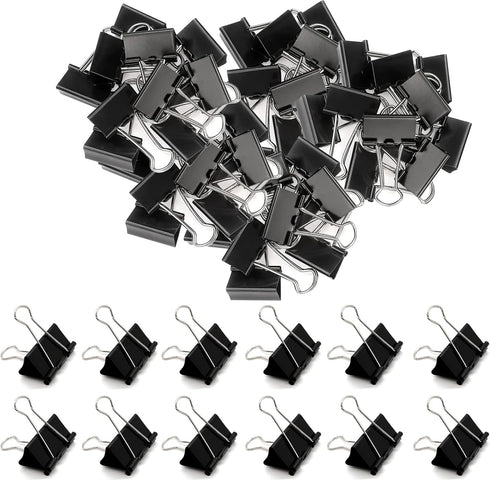 Small Binder Clips 1 Inch (36 Pack), Mini Paper Clips Clamps for Office and Home Supplies, Black by Aellabus
