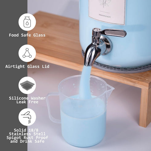 ChildLike Cups,108oz Storage(1) Large Liquid Laundry Detergent Dispenser with Spigots and Measuring Leak-Proof Glass