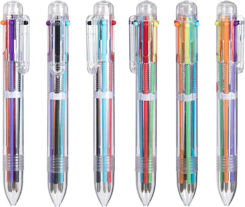 favide 22 Pack 0.5mm 6-in-1 Multicolor Ballpoint Pens, Retractable for Office School Supplies, Kids Party Favors