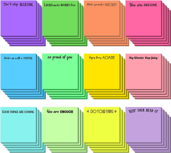Zonon 60 Pieces Inspirational Sticky Notes - 3 x 3 Inch Motivational Notepads for Teacher, Nurse, Coworkers
