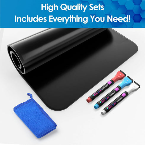 MaxGear Magnetic Black Dry Erase Board Sheet 12"x8" for Refrigerator, Small Whiteboard for Kitchen Planner