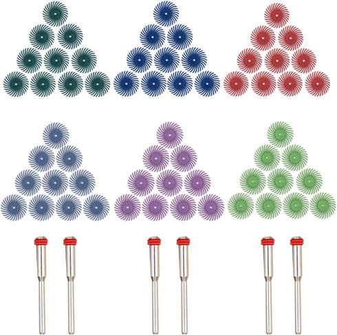 Radial Bristle Disc, GOXAWEE 66Pcs (1") Detail Abrasive Brush Kit for Rotary Tool, Mixed Grit 80# 120# 220# 400# 600#