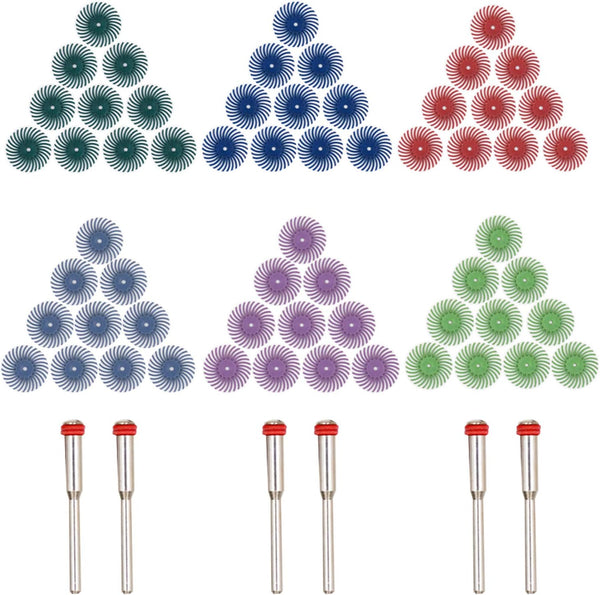 Radial Bristle Disc, GOXAWEE 66Pcs (1") Detail Abrasive Brush Kit for Rotary Tool, Mixed Grit 80# 120# 220# 400# 600#