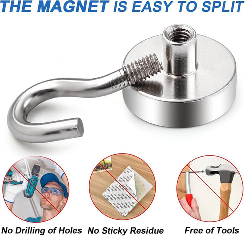 LOVIMAG Cruise Magnets for Door, 25lbs Magnetic Hooks for Hanging, 4 Pcs Neodymium Magnets for Refrigerator, Ceiling,