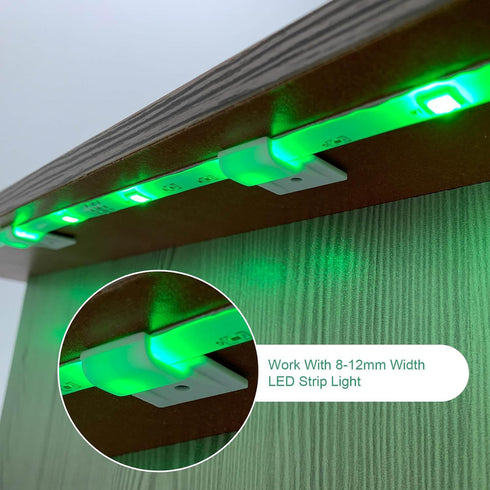 8-10mm (100 Pack) Mounting Clips for Permanent Outdoor Lights, LED Strip Lights with Self-Adhesive Tape + Screws, Ideal