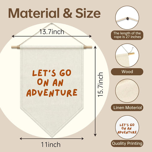 SHIEL-EVEN Let's Go On an Adventure Wall Decor, Kids Playroom Poster Banner for Boys Girls, Toddler Canvas Wall Art