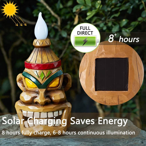 Outdoor Solar Tiki Statue Decor, Tiki Bar Decoration for Garden, Patio, Lawn, Backyard Gift