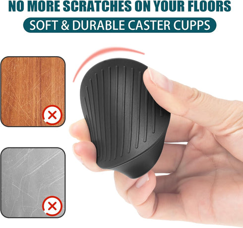 2 x 2 Rubber Caster Cups - Round Non Slip Furniture Pads, Anti-Slip Gripper Floor Protector for Bed Couch (8 Pack)