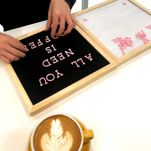 Changeable Letter Board with 190 Letters, 1" Pink Felt & Plastic Message Board