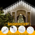 144LED 8 Meteor Shower Lights, White Holiday Outdoor Illumination with Tubes, Waterproof Hanging Display for Garden