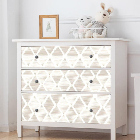 Yun-aeon 17.7" X 120" White and Beige Stripe Peel and Stick Wallpaper for Bedroom Drawers Cabinets Decor