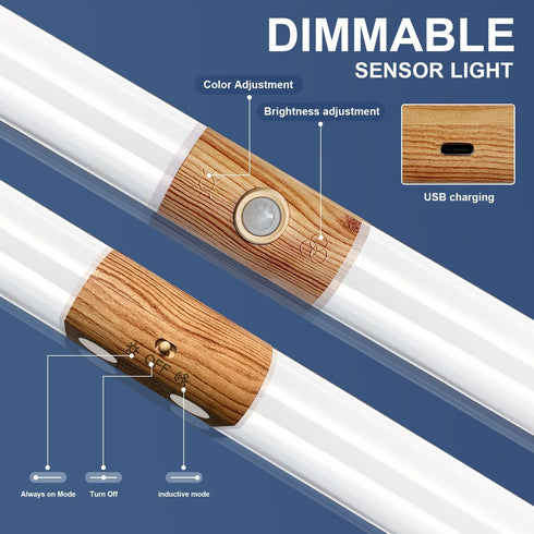 FOCULITY dimming Closet countertop (15 inch Under Cabinet Lights, LED Rechargeable Battery Driven Indoor Motion Sensor