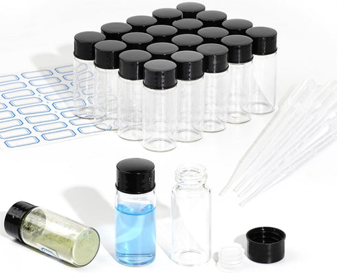 10ml Clear Glass Vials with Screw Caps and Plastic Stoppers - 30PCS Leak-Proof Liquid Storage Vials