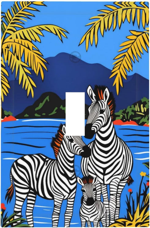 Sturin Tropical Zebra and Mountain Wall Plate Light Switch Cover 1 Gang Single