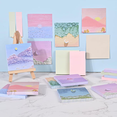 BAYTORY 6 Pads Pastel Sticky Notes, 3 x 3 Inch, 3 x 2 Inch, Colorful Self-Stick Notes for Office School Home Study