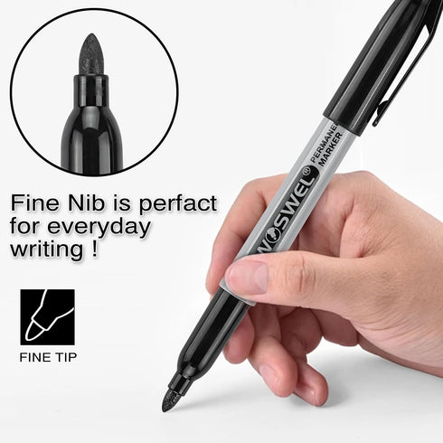 50 Pack, WOSWEL Permanent Markers Bulk, Black Permanent Marker Pens, Fine Tip, Waterproof, Quick Drying, Smooth