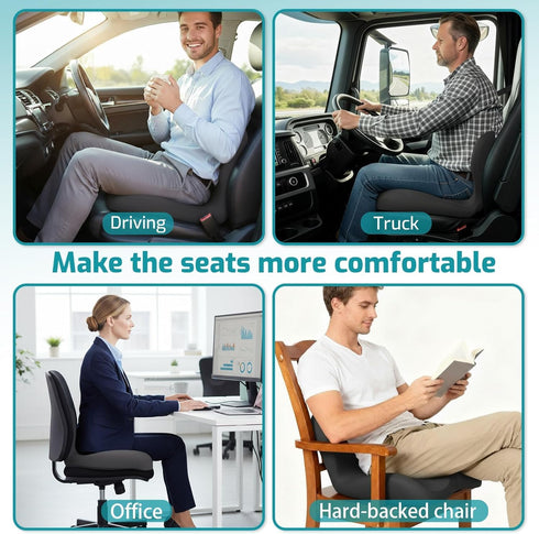 LITALARM Orthopedic Cushion,Back and Seat Cushion for Back Pressure Relief, Ergonomic Non Slip Memory Foam Seat Skin