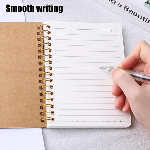 Koogel 4PCS Mini Spiral Notebooks, Small Kraft Cover, Ruled Pocket Notepads for Note Taking, Office, School Supplies