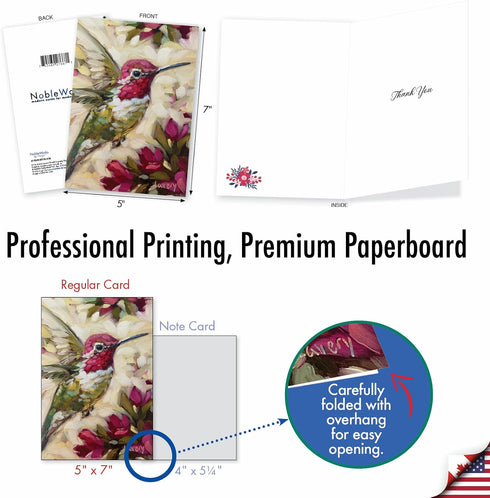 5 7 Inch (1 Birds-Hummingbird C10347ATYG NobleWorks - Thank You Paper Card with x Envelope Card) Bold